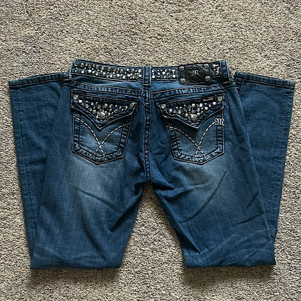 Miss Me Sexy Gems Sand Washed Blue Denim Skinny Jeans Pants **Size 30** 🔥🔥 - Picture 1 of 7